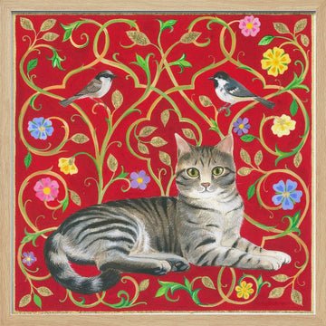 Floral Feline Harmony | Poster - Wood Frame Interior