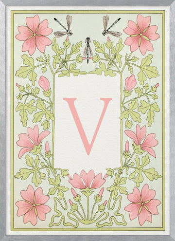 Elegant V Botanical Bloom | Poster - Silver Frame Interior