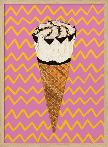 Pop Art Ice Cream Cone | Poster - Wood Frame Interior