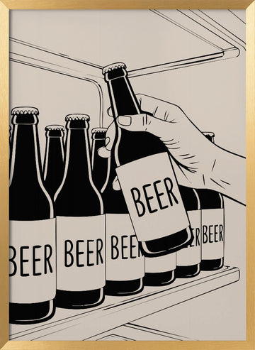 Grabbing a Cold Beer | Poster - Gold Frame Interior
