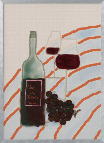Italian Wine Still Life | Poster - Silver Frame Interior