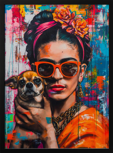 Colorful Pop Art Woman | Poster - Black Metal Frame Interior