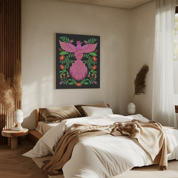 Vibrant Floral Phoenix | Canvas - Room Interior 2