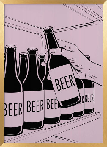 Hand Reaching For Beer | Poster - Gold Frame Interior