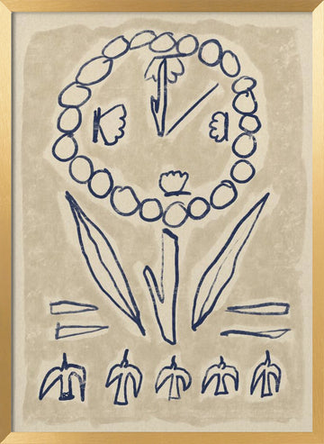Folk Art Flower Symbols | Poster - Gold Frame Interior