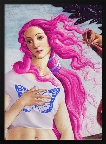 A Figure with Vibrant Pink Hair | Poster - Black Metal Frame Interior