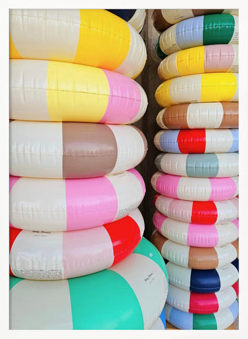 Colorful Stacked Pool Rings | Poster - White Frame Interior