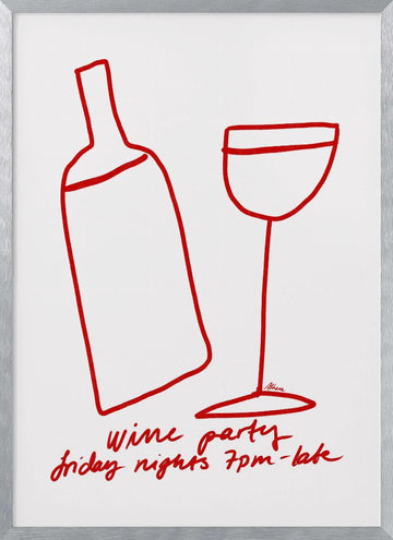 Wine Party | Poster - Silver Frame Interior