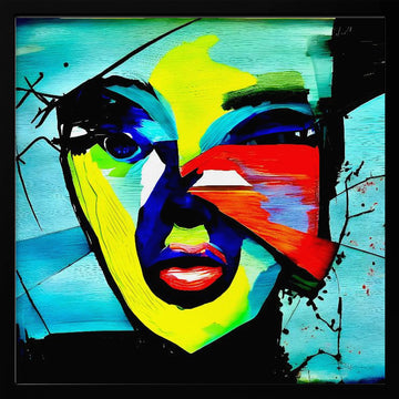 Vibrant Abstract Face | Poster - Black Metal Frame Interior
