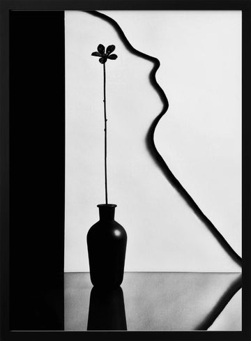 Elegant Profile Bloom | Poster - Black Metal Frame Interior
