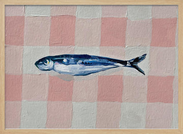 Pink Checkered Sardine | Poster - Wood Frame Interior