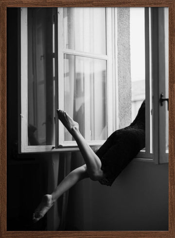Graceful Legs Open Window | Poster - Walnut Frame Interior