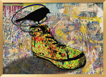 Colorful Sneaker Bird | Poster - Gold Frame Interior