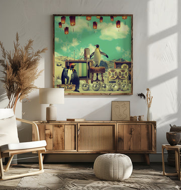 Retro Penguin Party | Poster - Room Interior 2