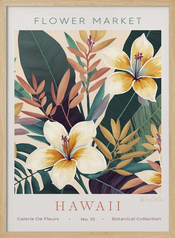 Hawaiian Tropical Flowers | Poster - Wood Frame Interior