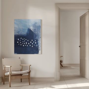Blue Hues And White Rectangular Elements | Canvas - Room Interior 1