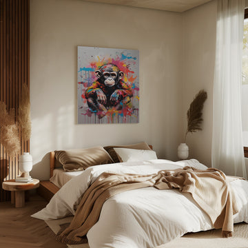 Vibrant Chimp Splatter | Canvas - Room Interior 2