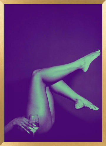 Sensual Legs With Wine | Poster - Gold Frame Interior