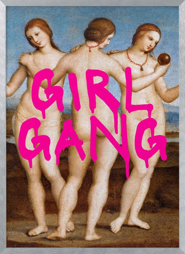 Girl Gang Graffiti | Poster - Silver Frame Interior