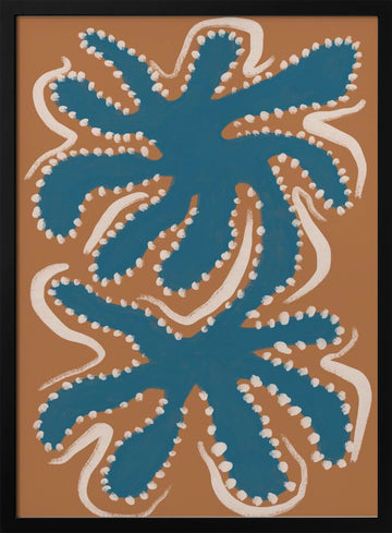 Organic Blue Shapes | Poster - Black Metal Frame Interior