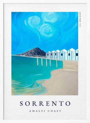 Sorrento Amalfi Coast Beach | Poster - White Frame Interior