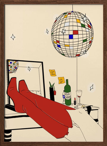 Chic Disco Night | Poster - Walnut Frame Interior
