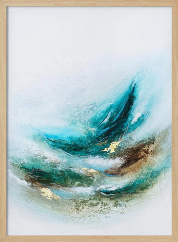 Fluid Teal Gold | Poster - Wood Frame Interior