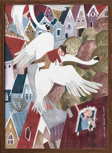 The magical wild geese | Poster - Walnut Frame Interior
