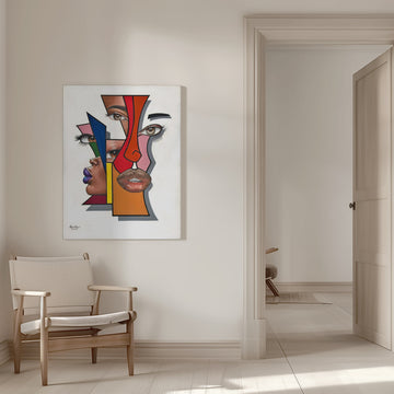 Abstract Geometric Faces | Canvas - Room Interior 1