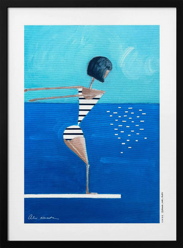 Summer Pool Diver | Poster - Black Metal Frame Interior