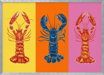 Colorful Pop Lobsters | Poster - Silver Frame Interior