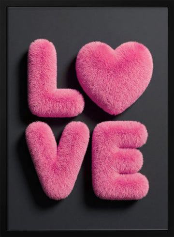 Pink Fluffy Love | Poster - Black Metal Frame Interior