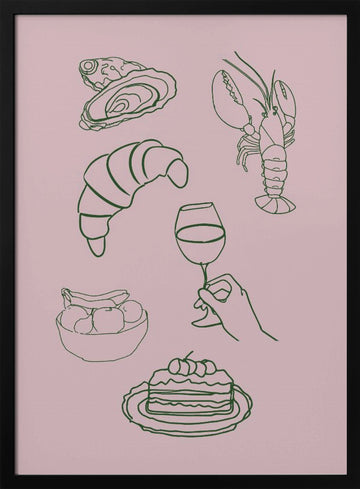 Gourmet Delight Icons | Poster - Black Metal Frame Interior