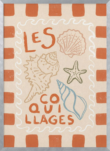 Rustic French Seashells | Poster - Silver Frame Interior