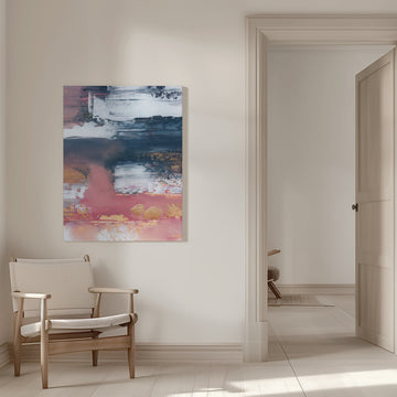 Gold Blush Abstract Layers | Canvas - Room Interior 1