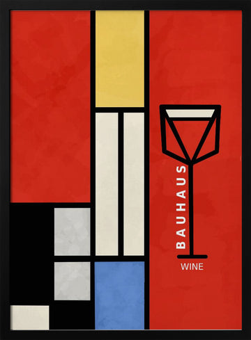 Modern Geometric Wine | Poster - Black Metal Frame Interior