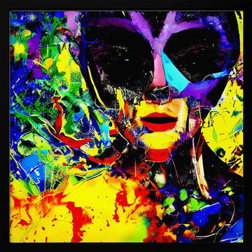 Vibrant Masked Portrait | Poster - Black Metal Frame Interior