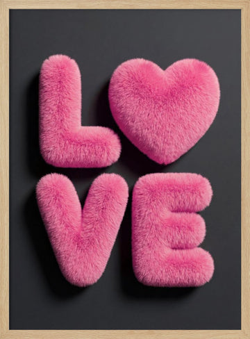 Pink Fluffy Love | Poster - Wood Frame Interior