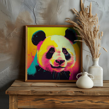Neon Panda Portrait | Poster - Room Interior 1