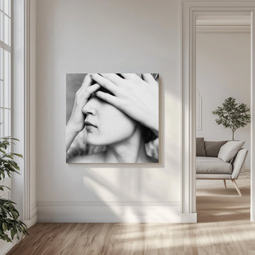 Woman Hiding Face | Canvas - Room Interior 1