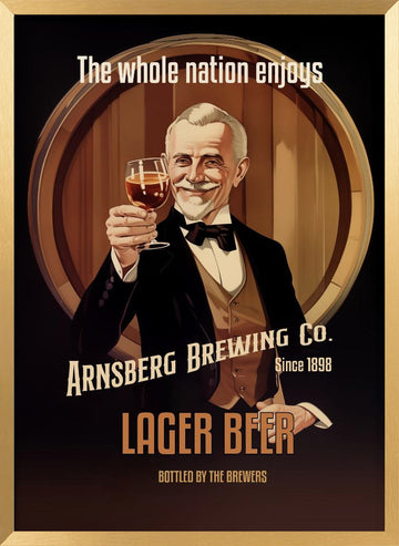 Gentleman Toasting Lager Beer | Poster - Gold Frame Interior