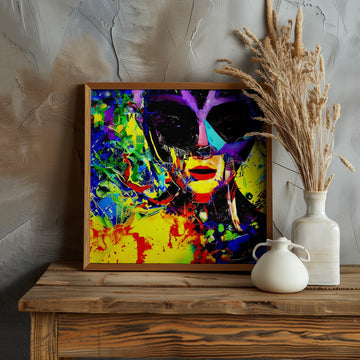 Vibrant Masked Portrait | Poster - Room Interior 1