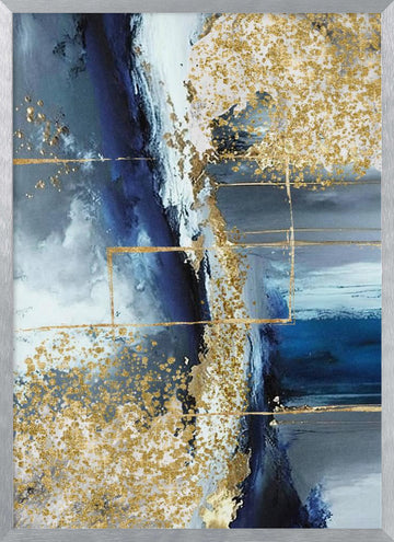 Glimmering Blue Abstract | Poster - Silver Frame Interior