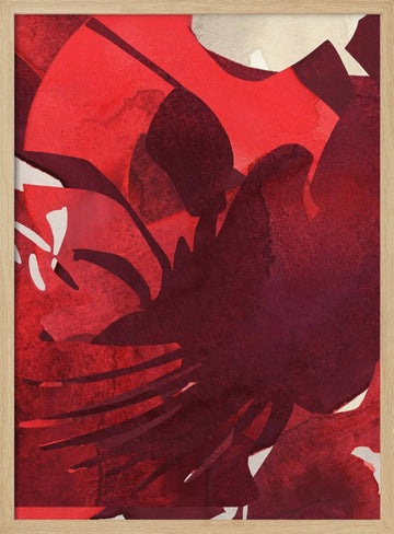 Vibrant Crimson Petals | Poster - Wood Frame Interior