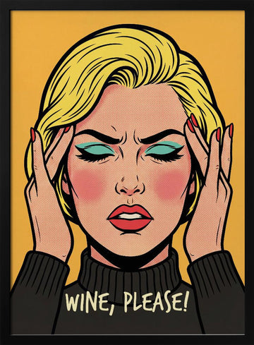Wine Please Pop Art | Poster - Black Metal Frame Interior