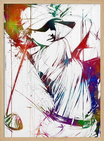 Colorful Golf Swing | Poster - Wood Frame Interior
