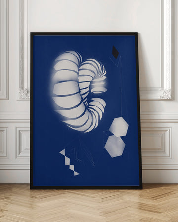 Blue Geometric Spiral | Poster - Room Interior 1