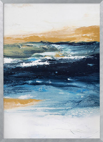 Deep Blue Ocean Gold | Poster - Silver Frame Interior