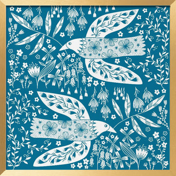 Peaceful Floral Flight | Poster - Gold Frame Interior