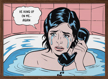 Crying In Bathtub | Poster - Walnut Frame Interior